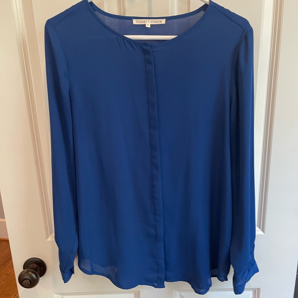 EUC size Medium Violet + Claire Royal blue blouse